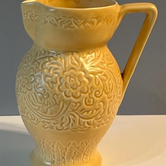Shorter & Son Water Pitcher Peach Yellow Ceramic Pottery Art Deco 1930's-1940's - Picture 2 of 5